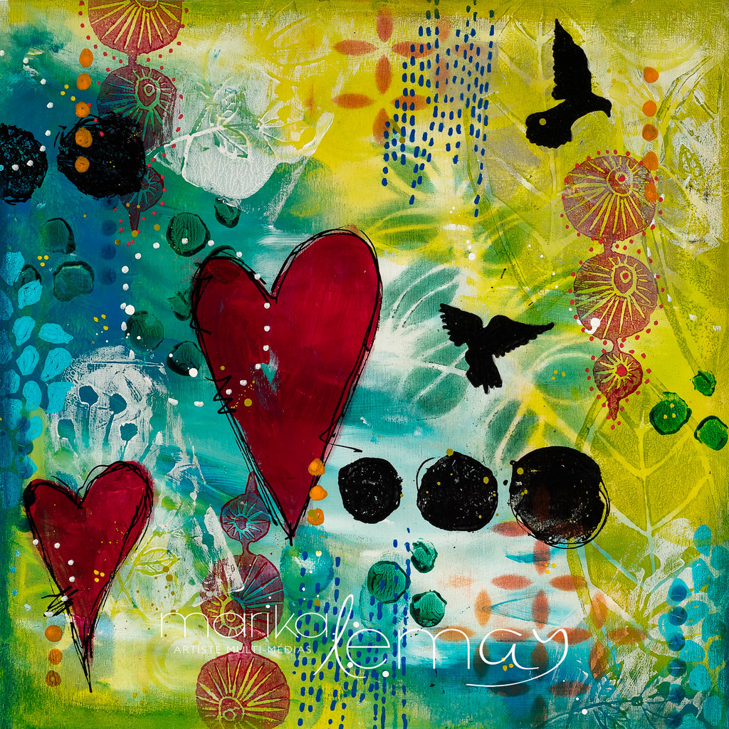 Rêverie d'amour-8x8-techniques-mixtes-sur-bois