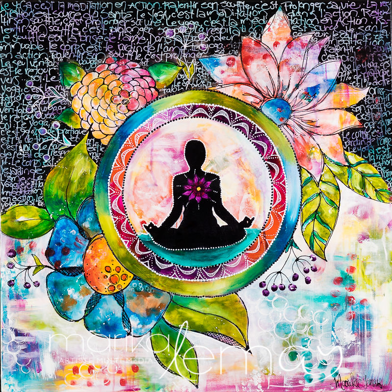 2014-le-méditant-30x30-acrylique-peinture-dimensionnelle