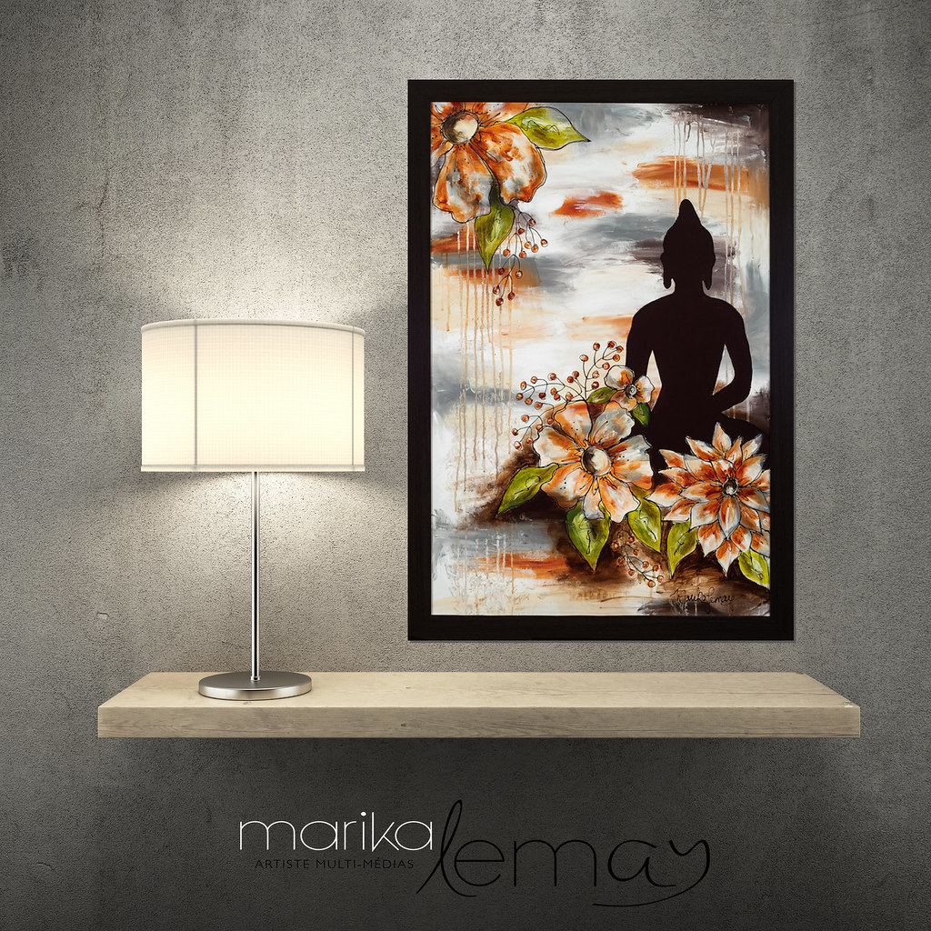 Le bouddha ambré-24x36-techniques-mixtes-sur-canevas 1