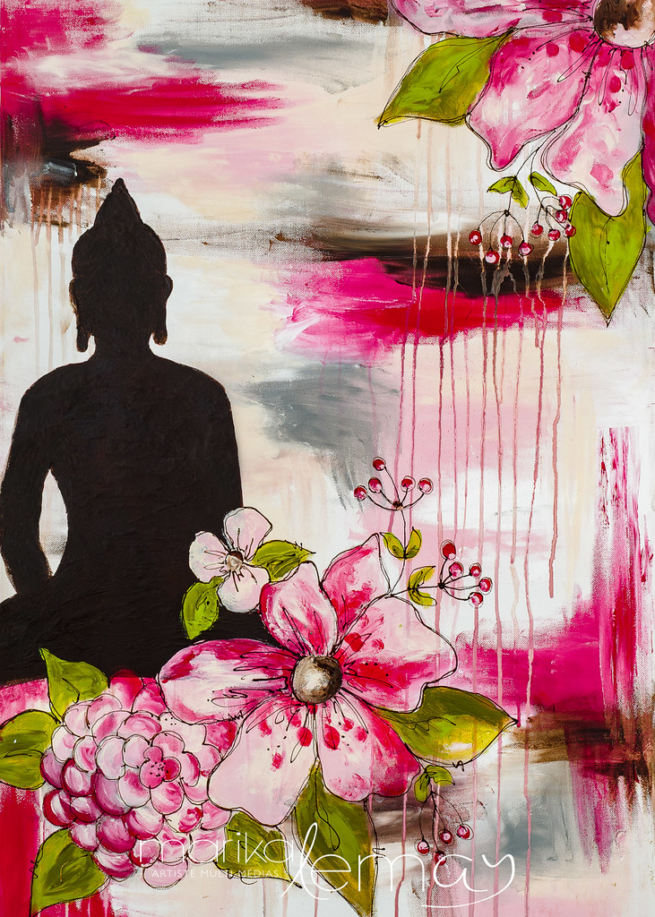 Le bouddha chaleureux-24x36-techniques-mixtes-sur-canevas