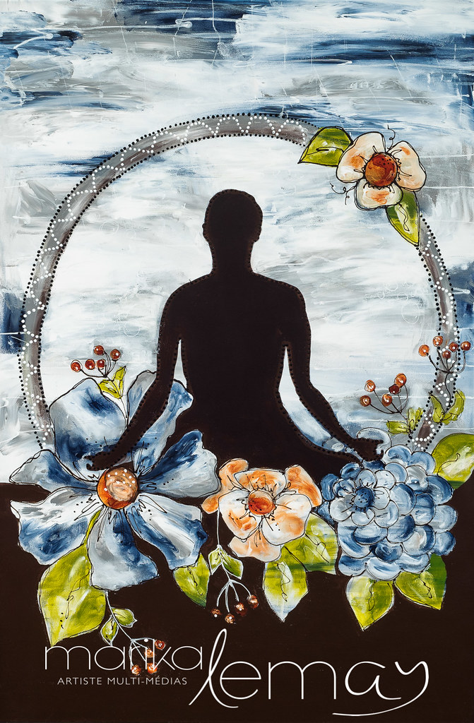 Le méditant comblé-24x36-techniques-mixtes-sur-canevas